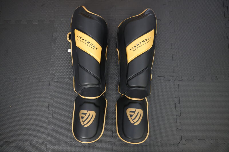 Black & Gold Real Leather Shinguard