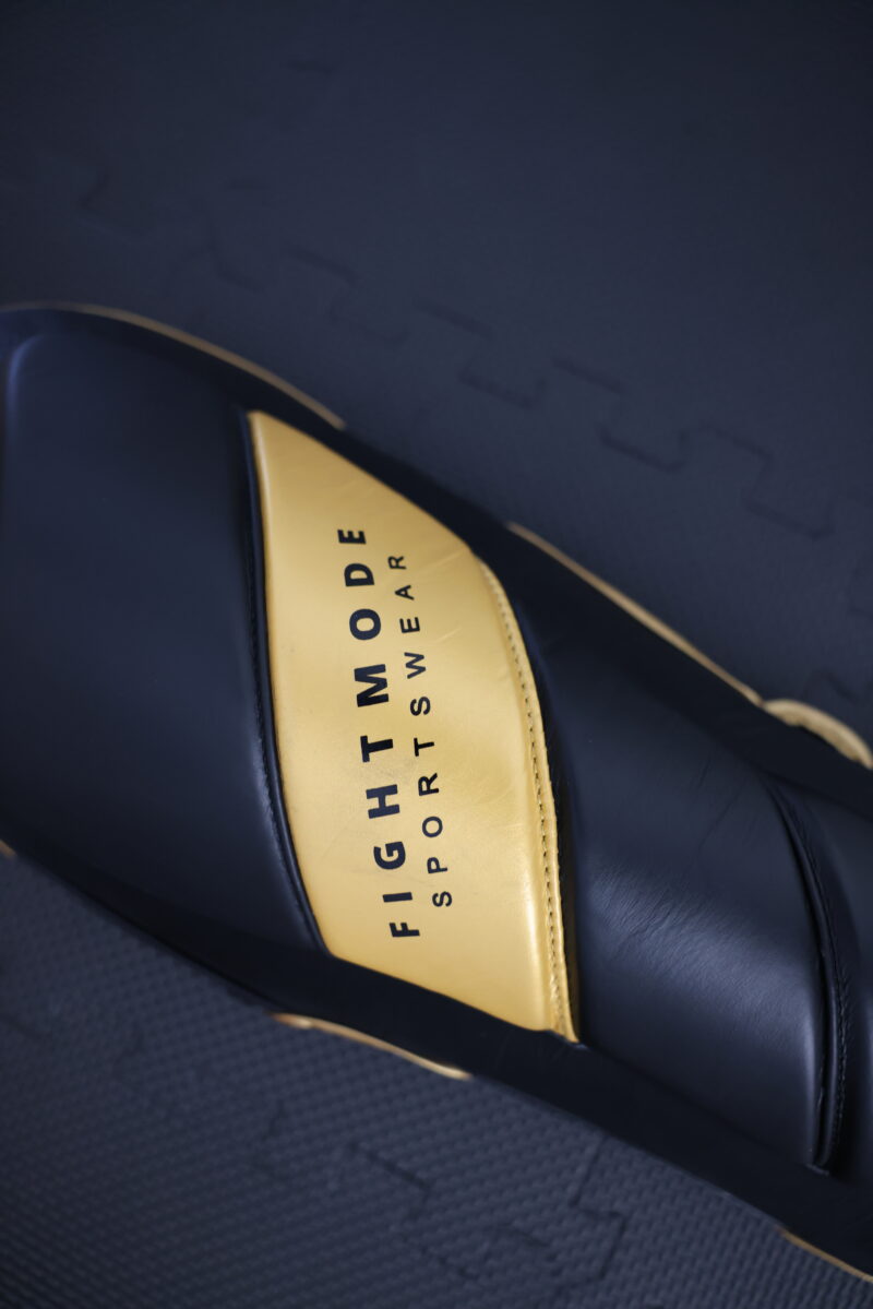 Black & Gold Real Leather Shinguard