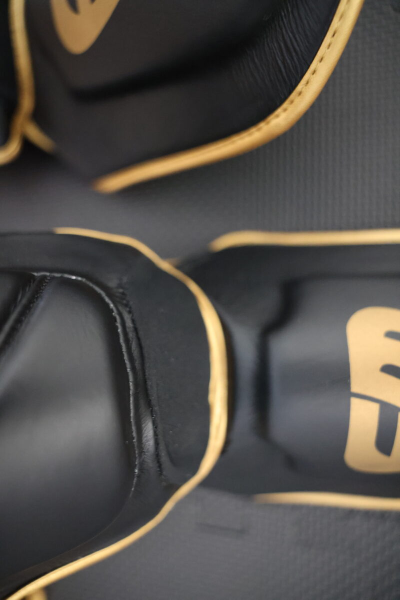 Black & Gold Real Leather Shinguard